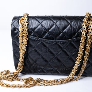 CHANEL MINI 2.55 REISSUE AGED CALFSKIN BLACK GHW