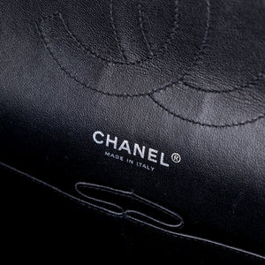 CHANEL JUMBO CLASSIC DOUBLE FLAP BAG PATENT BLACK SHW