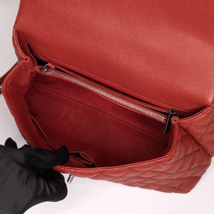 CHANEL MEDIUM COCO HANDLE FLAP BAG RED CAVIAR LEATHER SHW
