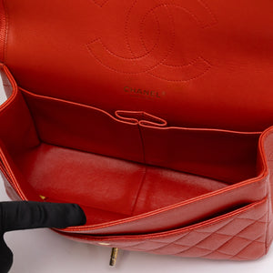 CHANEL JUMBO CLASSIC DOUBLE FLAP RED CAVIAR LEATHER GHW
