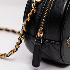 CHANEL CC ROUND CLUTCH LAMBSKIN LEATHER GHW