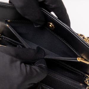 CHANEL 25K HANDLE WALLET ON CHAIN CAVIAR LEATHER BLACK GHW (MICROCHIP)