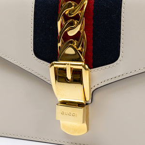 GUCCI MINI SYLVIE CALFSKIN WHITE GHW