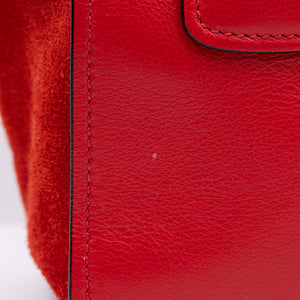 PRADA SMALL GLACE CALF SKIN LEATHER TWIN POCKET SATCHEL RED SHW