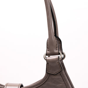 PRADA MEDIUM LEATHER TOTE BAG PEWTER CALFSKIN LEATHER SHW