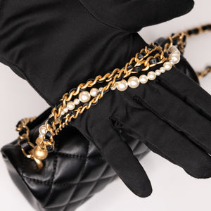 CHANEL 25B PEARL HANDLE MINI SQUARE LAMBSKIN LEATHER GHW (MICROCHIP)