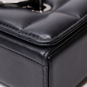 CHRISTIAN DIOR 30 MONTAIGNE CHAIN TOP HANDLE BAG LAMBSKIN LEATHER DARK SILVER HARDWARE