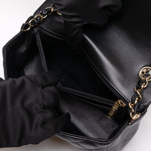 CHANEL MINI RECTANGULAR FLAP BAG LAMBSKIN BLACK LGHW (MICROCHIP)
