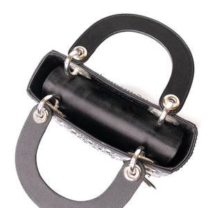 CHRISTIAN DIOR MINI LADY DIOR SATIN CRYSTAL BLACK SHW