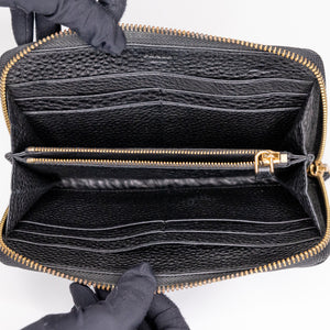 PRADA ZIP AROUND WALLET IN BLACK GHW