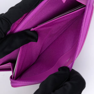 CHANEL BOY ZIP WALLET LAMBSKIN LEATHER PURPLE PINK SHW