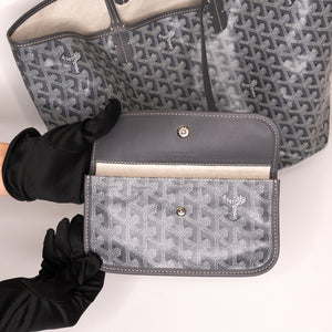 GOYARD SAINT LOUIS PM TOTE GOYARDINE CANVAS / CALFSKIN GREY SHW