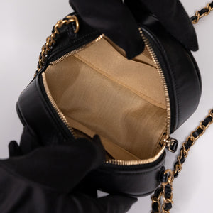 CHANEL CC ROUND CLUTCH LAMBSKIN LEATHER GHW