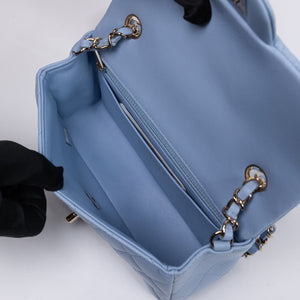 CHANEL MINI RECTANGULAR FLAP BAG LAMBSKIN BABY BLUE LGHW