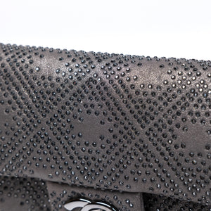 CHANEL CLASSIC FLAP CRYSTAL EMBELLISHED MINI BAG GREY LEATHER SHW