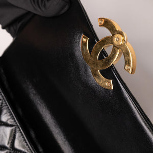 CHANEL GIANT CC LOGO FLAP BAG LAMBSKIN BLACK GHW