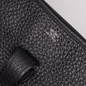 HERMES EVELYN 29 CLEMENCE LEATHER BLACK SHW STAMP SQUARE N