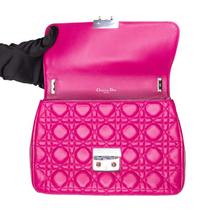 CHRISTIAN DIOR MISS DIOR SHOULDER BAG LAMBSKIN HOT PINK