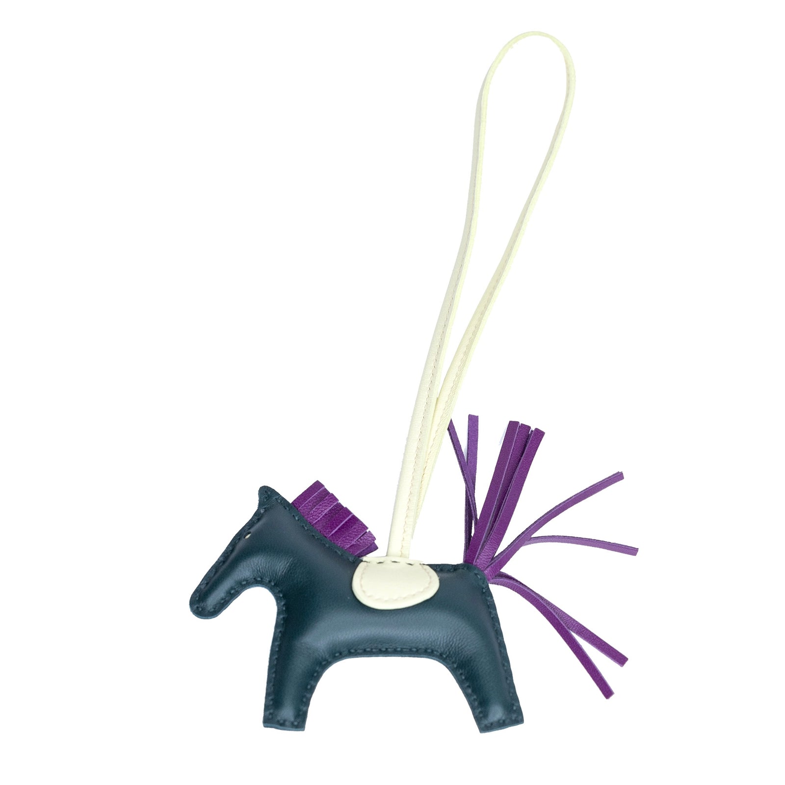 HERMES RODEO PM BAG CHARM VERT CYPRES/MAUVE PALE STAMP W