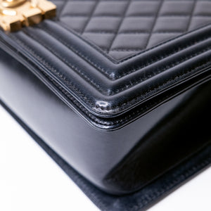 CHANEL LE BOY MEDIUM LAMB SKIN BLACK GHW