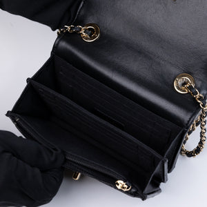 CHANEL MINI TRENDY CC WALLET ON CHAIN LAMBSKIN LEATHER BLACK LGHW