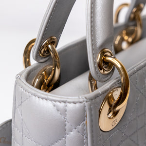 CHRISTIAN DIOR MINI LADY DIOR OPALINE GREY GHW