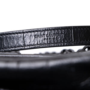 SAINT LAURENT MEDIUM NIKI BAG CROCODILE-EMBOSSED BLACK CALFSKIN BLACK HARDWARE