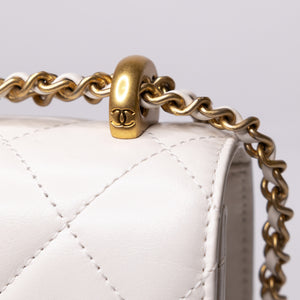 CHANEL 24C GOLD CRUSH MINI FLAP BAG WHITE CALFSKIN GHW