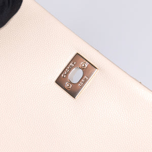 CHANEL 25S MINI COCO CRUSH HANDLE BAG CAVIAR BEIGE LGHW(MICROCHIP)