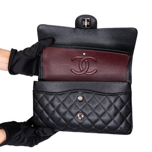 CHANEL CLASSIC FLAP MEDIUM BLACK CAVIAR LEATHER SHW