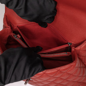 CHANEL MEDIUM COCO HANDLE FLAP BAG RED CAVIAR LEATHER SHW