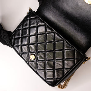 CHANEL GIANT CC LOGO FLAP BAG LAMBSKIN BLACK GHW