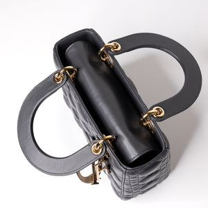 CHRISTIAN DIOR MY ABC DIOR SMALL LADY DIOR LAMBSKIN GREY GHW