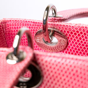 CHRISTIAN DIOR MEDIUM LADY DIOR LIZARD PINK CRYSTAL SHW
