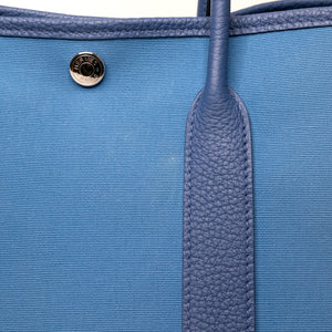 HERMES GARDEN PARTY 30 CANVAS / NEGONDA LEATHER BLUE AGATE SHW STAMP Z