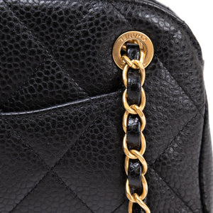 CHANEL 24K BLACK QUILTED MINI BOWLING BAG CAVIAR LEATHER GHW