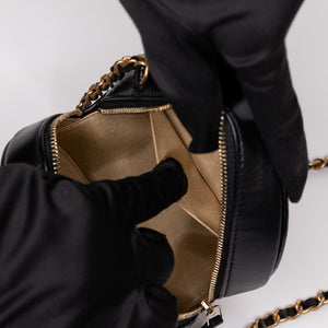 CHANEL CC ROUND CLUTCH LAMBSKIN LEATHER GHW