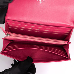 CHANEL CAMELLIA PINK LARGE FLAP WALLET