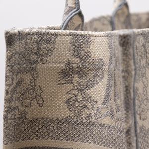 CHRISTIAN DIOR MEDIUM DIOR BOOK TOTE GREY TOILE DE JOUY EMBROIDERY
