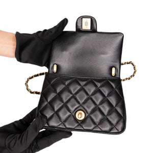 CHANEL 25B PEARL HANDLE MINI SQUARE LAMBSKIN LEATHER GHW (MICROCHIP)