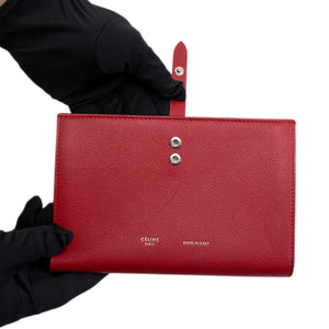 CELINE LARGE MULTIFUNCTION WALLET BICOLOR POP RED GREY METAL FITTING