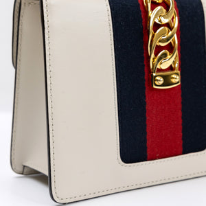 GUCCI MINI SYLVIE CALFSKIN WHITE GHW