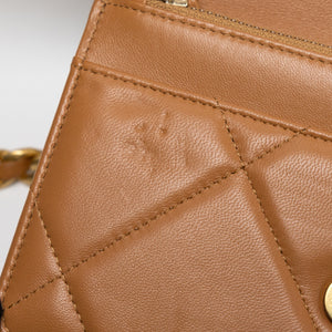 CHANEL 19 WALLET ON CHAIN LAMBSKIN CARAMEL MULTICOLOUR HARDWARE(MICROCHIP))