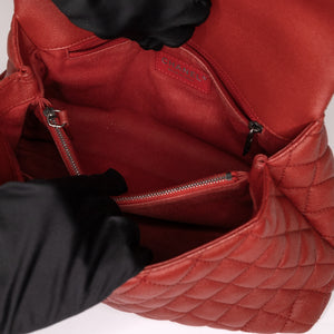 CHANEL MEDIUM COCO HANDLE FLAP BAG RED CAVIAR LEATHER SHW