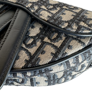 CHRISTIAN DIOR MINI SADDLE BLUE OBLIQUE GHW