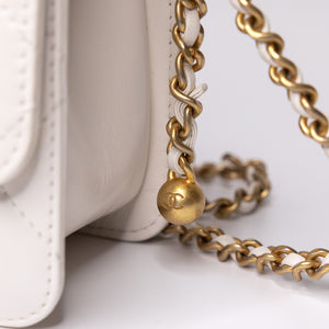 CHANEL 24C GOLD CRUSH MINI FLAP BAG WHITE CALFSKIN GHW