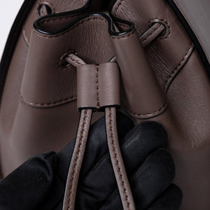 LOEWE MINI HAMMOCK DRAWSTRING BAG GRAINED CALF SKIN DARK TAUPE SHW