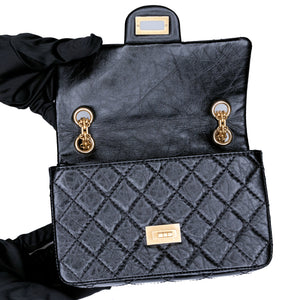 CHANEL MINI 2.55 REISSUE AGED CALFSKIN BLACK GHW