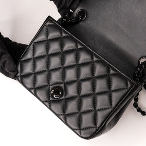 CHANEL MINI SQUARE FLAP BAG LAMBSKIN SO BLACK