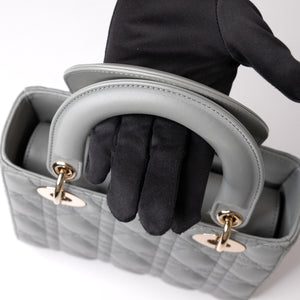 CHRISTIAN DIOR MY ABC DIOR SMALL LADY DIOR LAMBSKIN GRAY STONE GHW